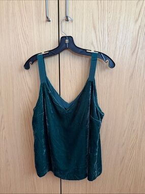 J. Crew Dark Green Lined Velvet V-Neck Camisole